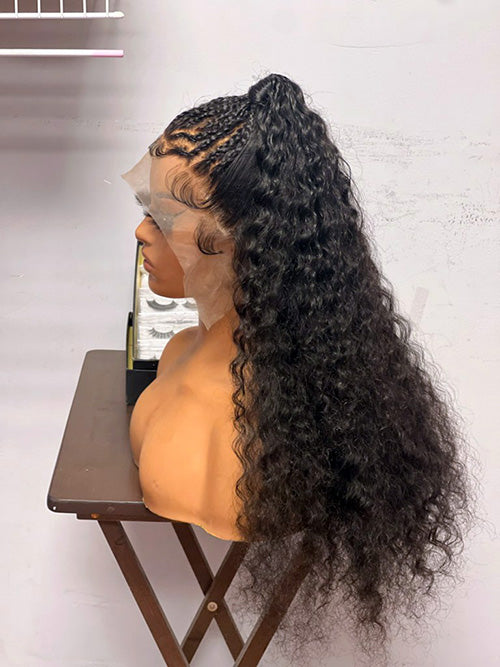 Tedhair 24 Inches 13x4 Pre Up-do with Braids Deep Curly Lace Front Wig-200% Density